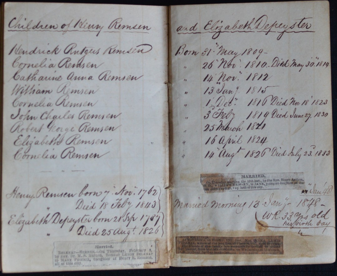 Remsen Family Records 1834 pp46-47