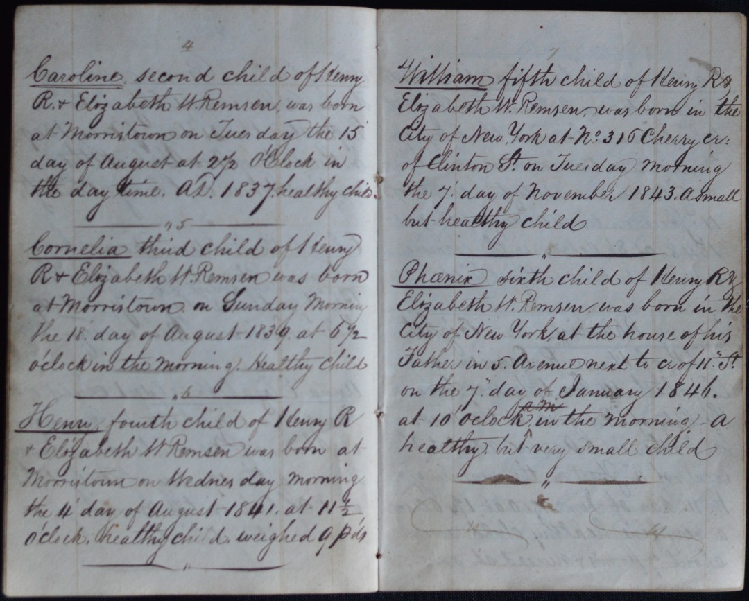 Remsen Family Records 1834 pp6-7
